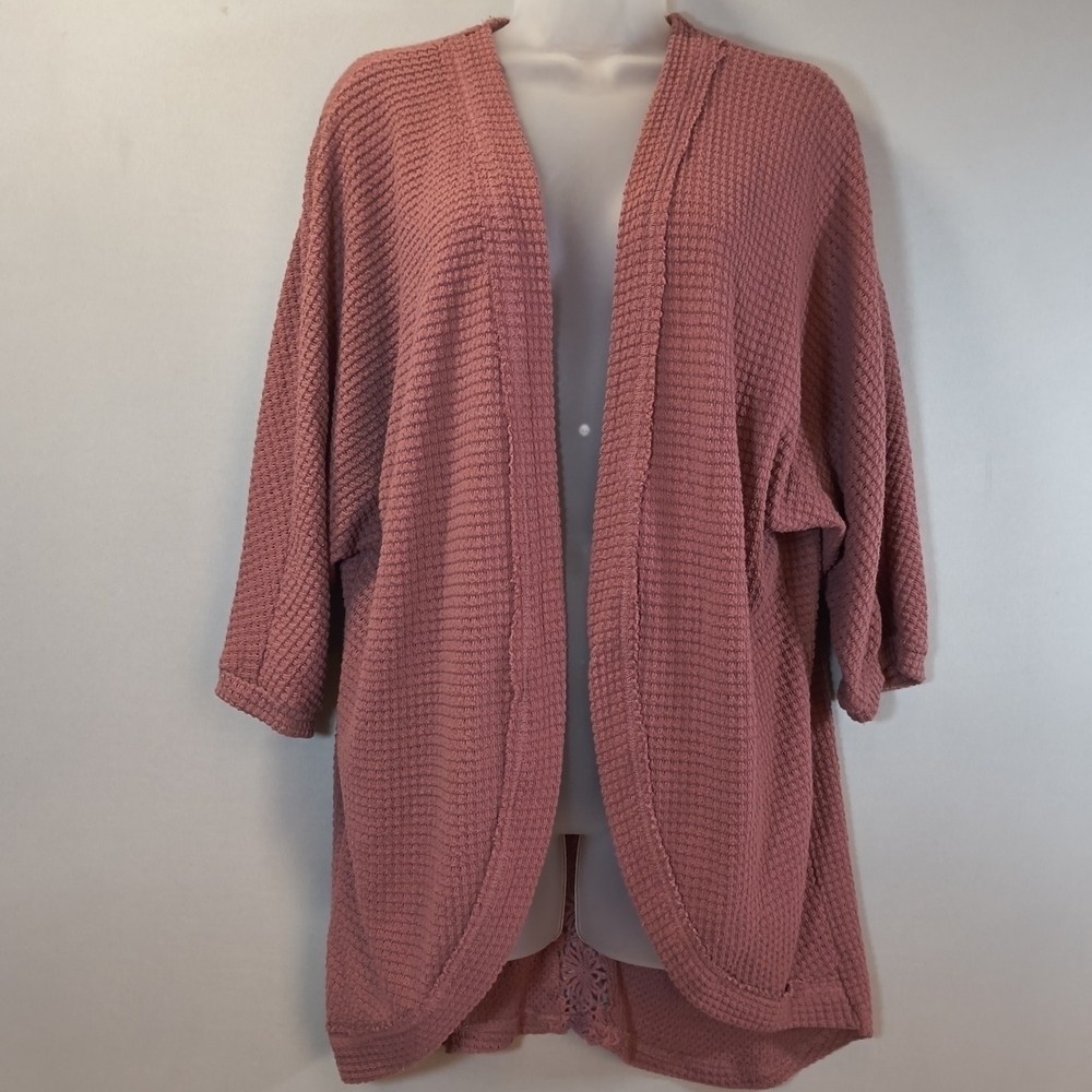 Mason & Belle Women's Waffle  Knit Purple Cardigan Size L